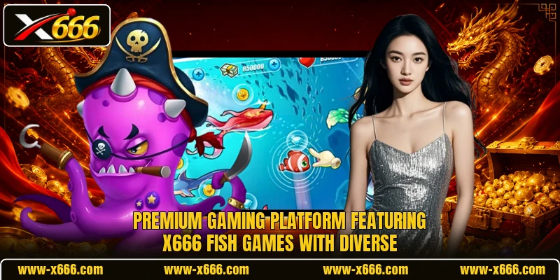Premium gaming platform featuring X666 Fish Games with diverse